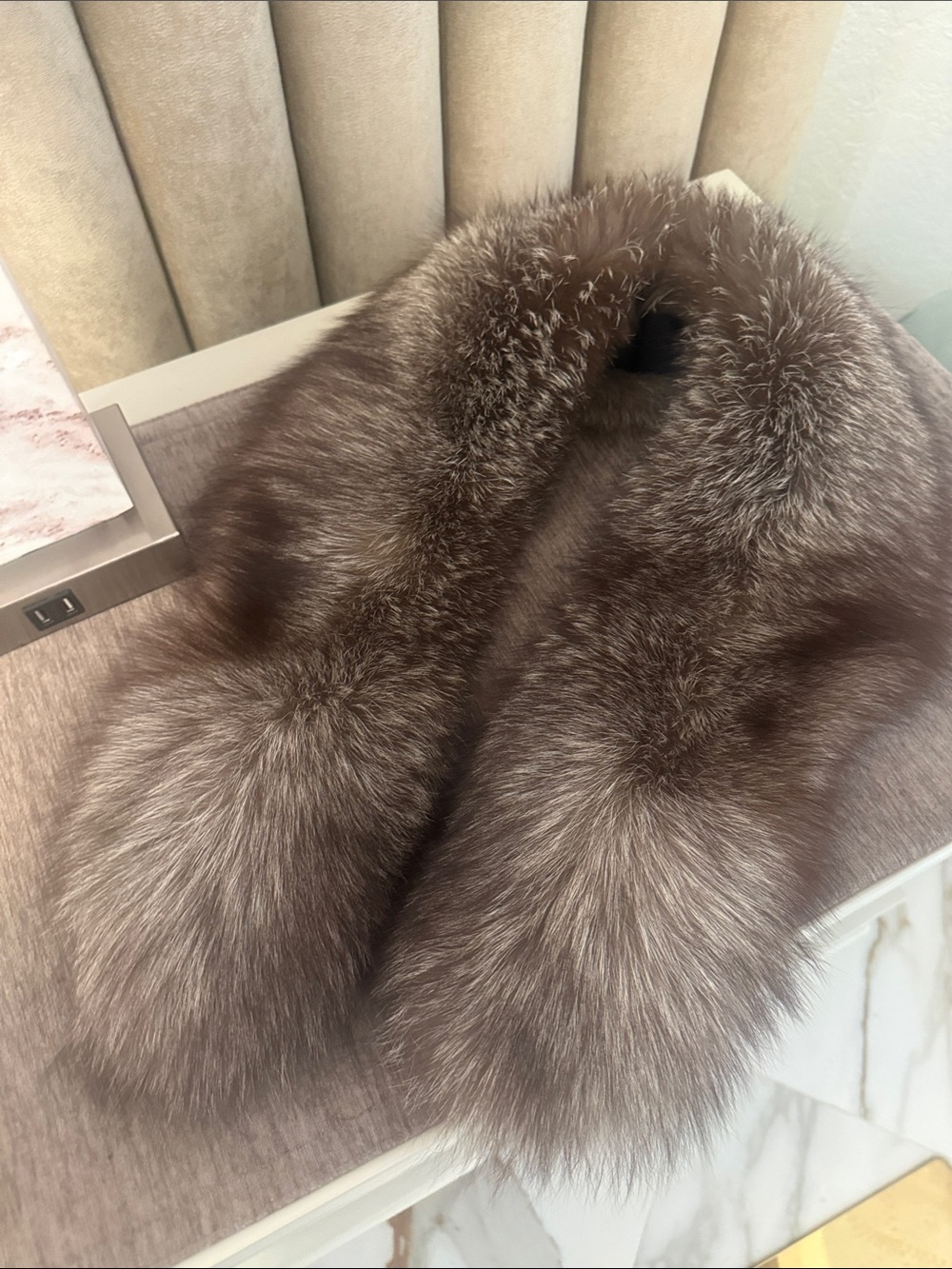 Crystal Fox fur scarf collar clip on
